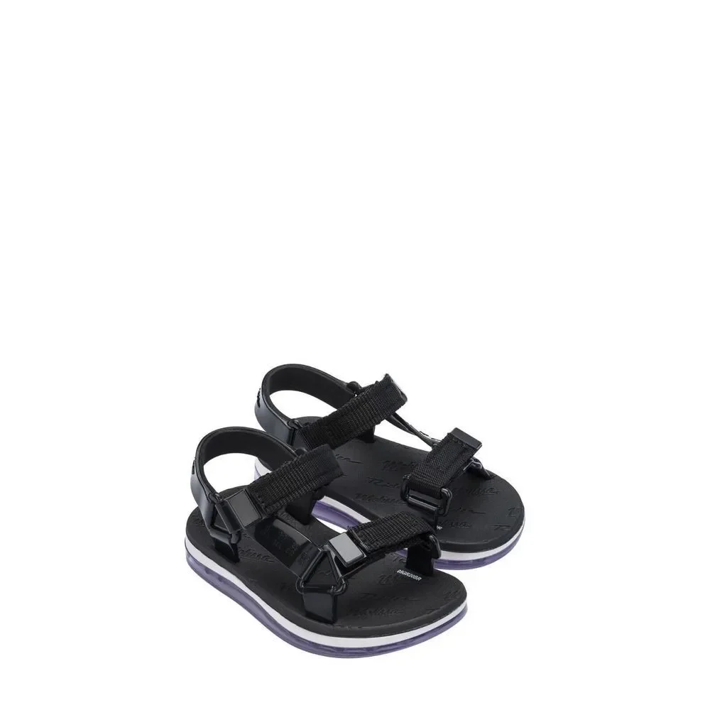 Mini Melissa Kids Papete Rider Black White Sandals Size 2 Girls